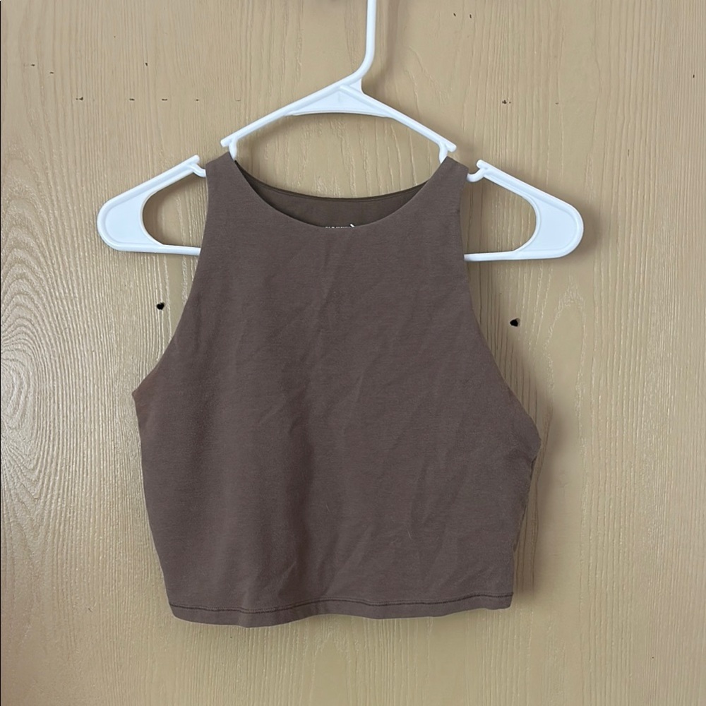 Old Navy Brown Fitted Sleeveless Crop Tank Top